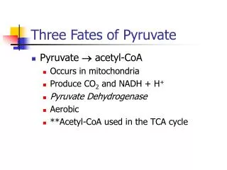 Three Fates of Pyruvate
