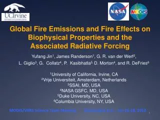 Global Fire Emissions and Fire Effects on Biophysical Properties and the Associated Radiative Forcing