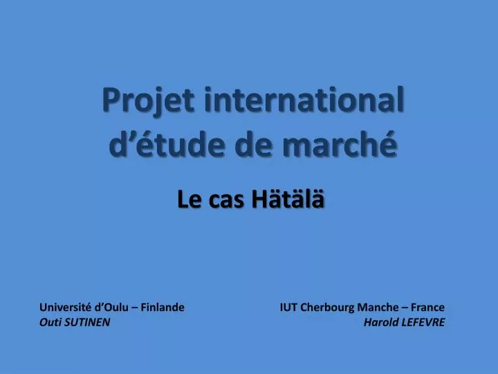 projet international d tude de march