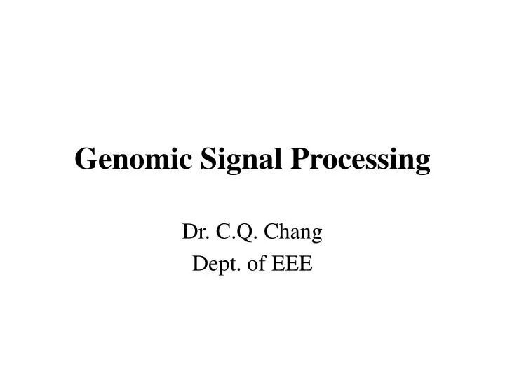 genomic signal processing