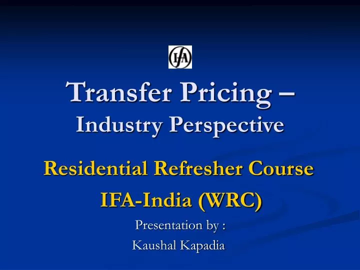 transfer pricing industry perspective