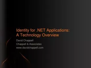 Identity for .NET Applications: A Technology Overview
