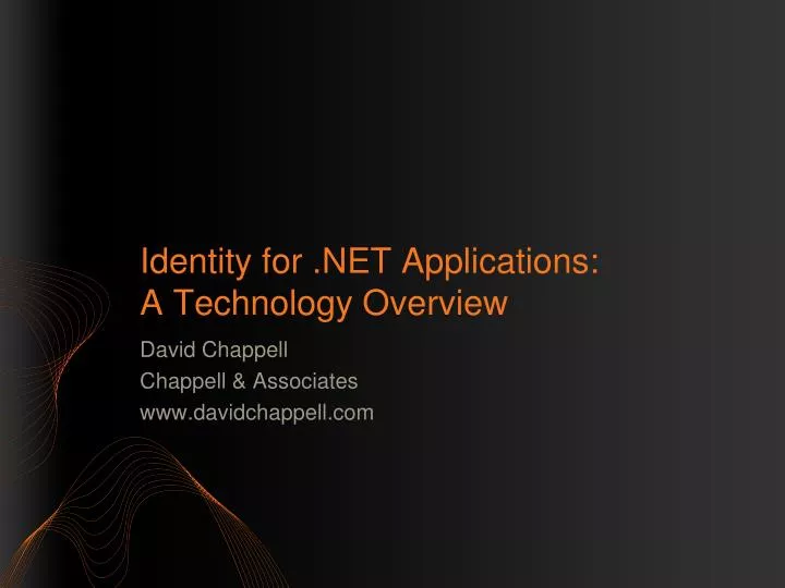 identity for net applications a technology overview