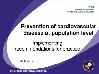 Prevention of cardiovascular disease at population level