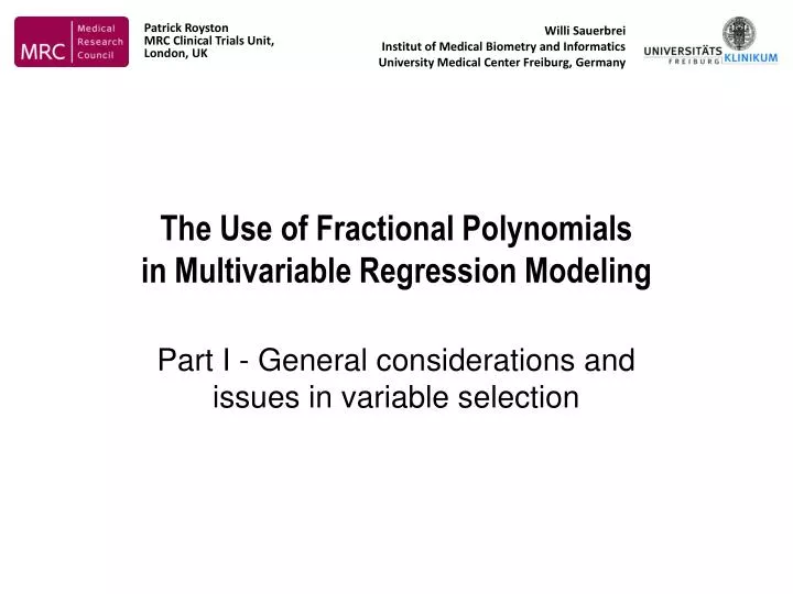 the use of fractional polynomials in multivariable regression modeling