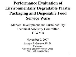 Market Development and Sustainability Technical Advisory Committee CIWMB