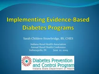 Implementing Evidence-Based Diabetes Programs