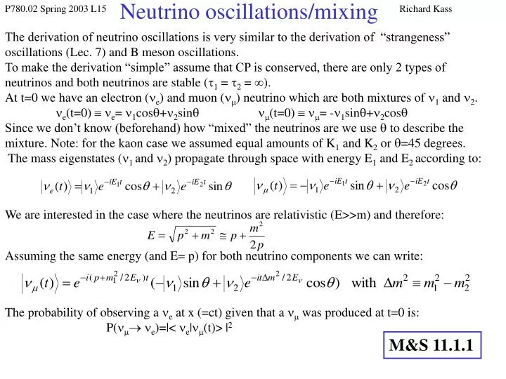 neutrino oscillations mixing