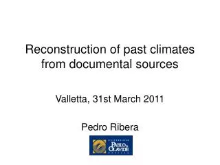 Reconstruction of past climates from documental sources