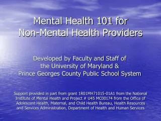 Mental Health 101 for Non-Mental Health Providers