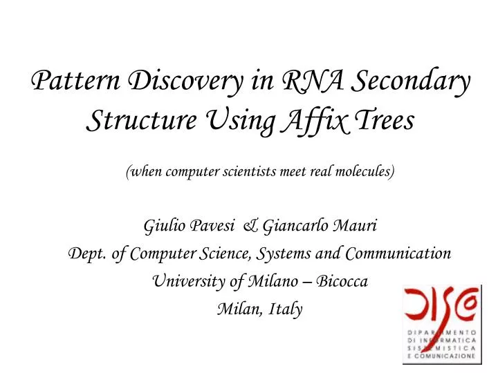 pattern discovery in rna secondary structure using affix trees