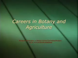 Careers in Botany and Agriculture