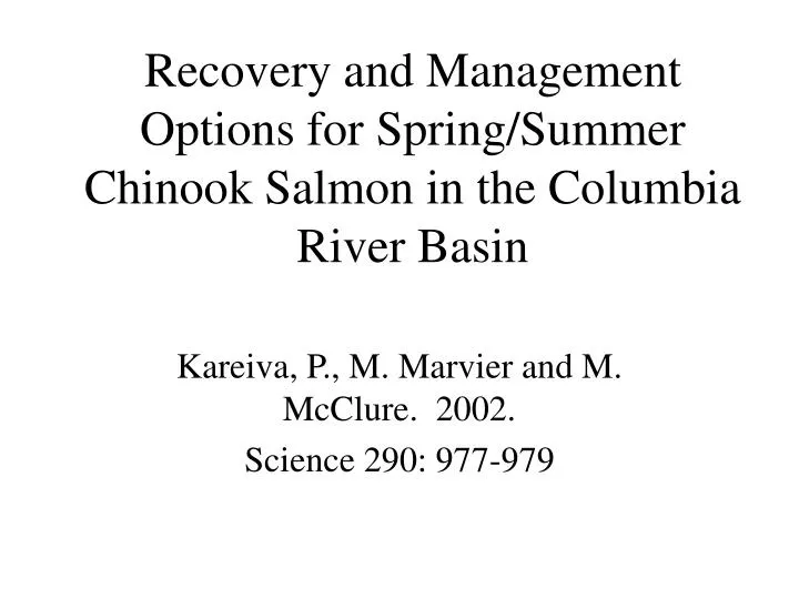 recovery and management options for spring summer chinook salmon in the columbia river basin
