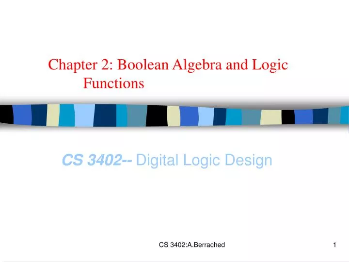 chapter 2 boolean algebra and logic functions