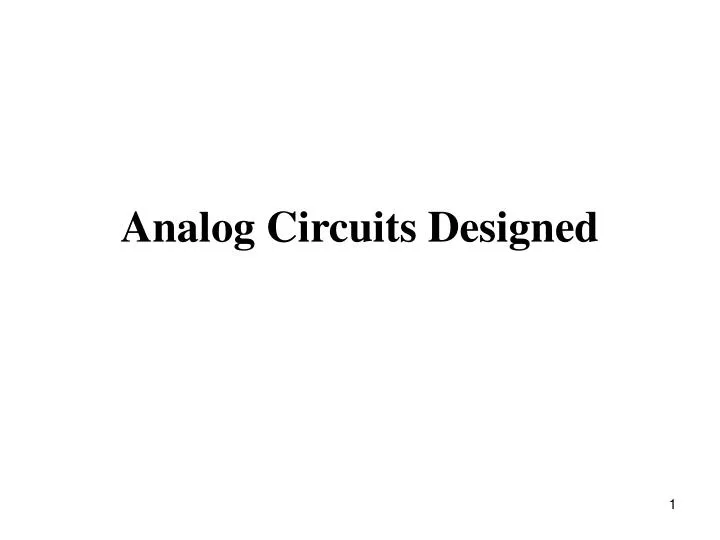 analog circuits designed