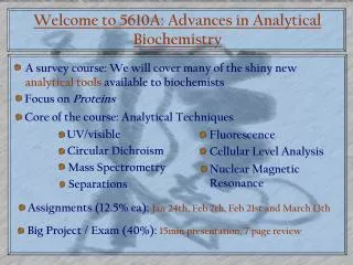 Welcome to 5610A: Advances in Analytical Biochemistry