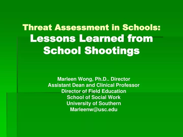 threat assessment in schools lessons learned from school shootings