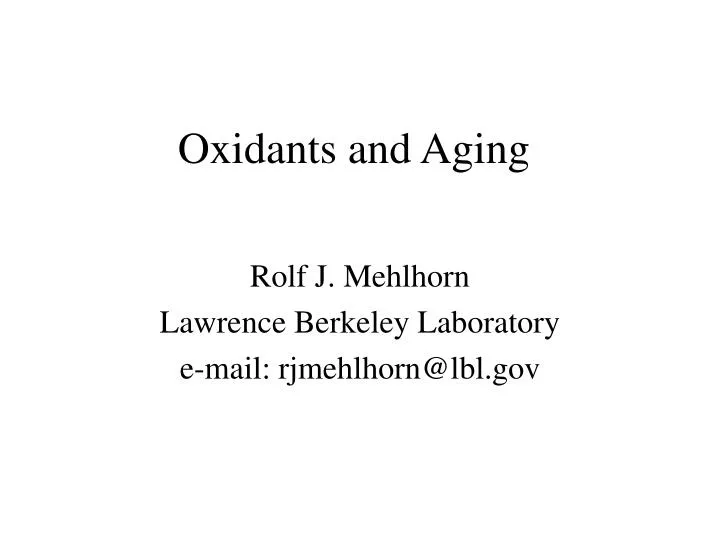 oxidants and aging
