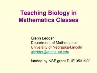 Teaching Biology in Mathematics Classes