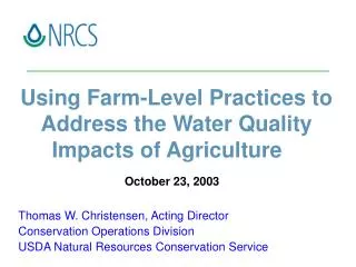 Using Farm-Level Practices to Address the Water Quality Impacts of Agriculture