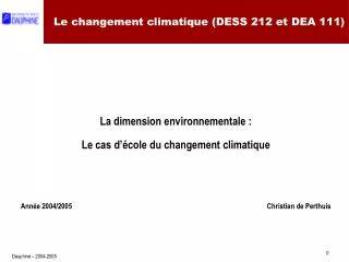 Le changement climatique (DESS 212 et DEA 111)