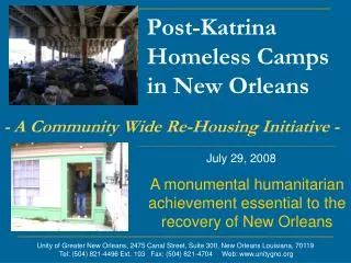 Post-Katrina Homeless Camps in New Orleans
