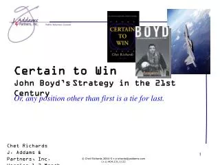 Certain to Win John Boyd’s Strategy in the 21st Century