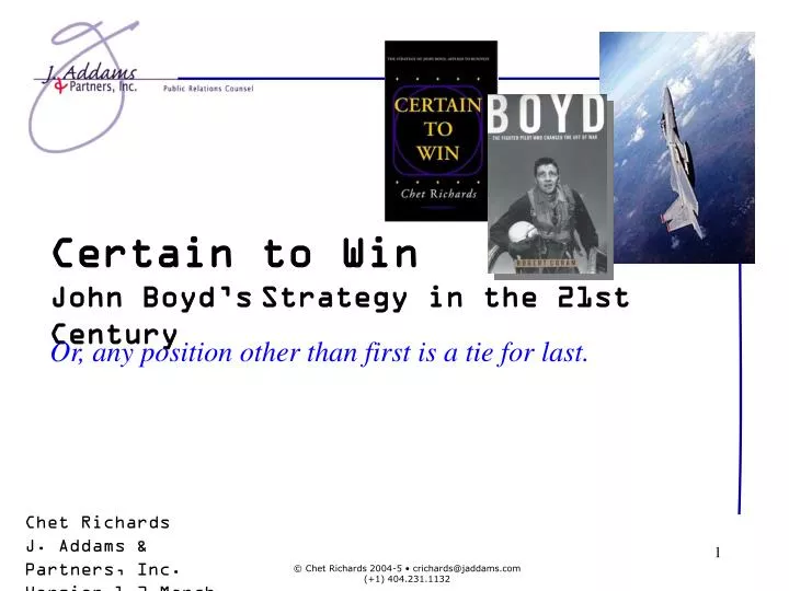 certain to win john boyd s strategy in the 21st century