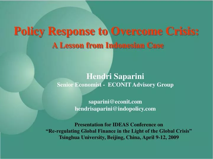 policy response to overcome crisis a lesson from indonesian case