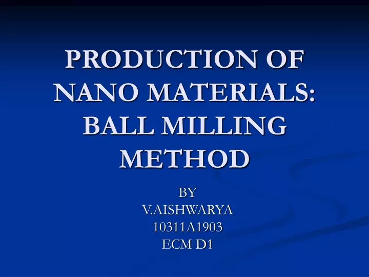 production of nano materials ball milling method