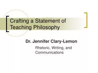 Crafting a Statement of Teaching Philosophy