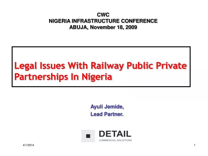 legal issues with railway public private partnerships in nigeria