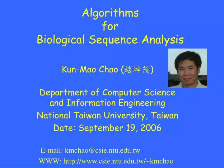 algorithms for biological sequence analysis