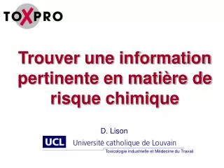 Trouver une information pertinente en matière de risque chimique