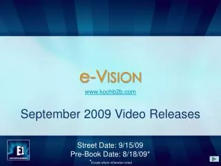 September 2009 Video Releases
