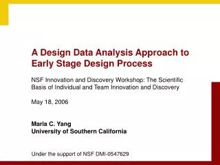 A Design Data Analysis Approach to Early Stage Design Process