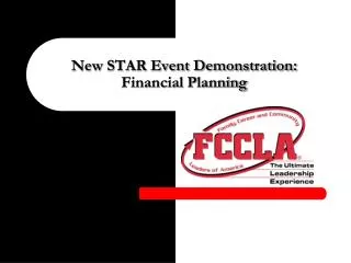 New STAR Event Demonstration: Financial Planning
