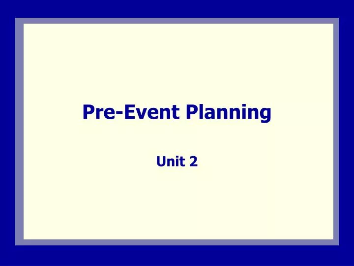 pre event planning
