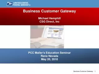 PCC Mailer’s Education Seminar Reno Nevada May 20, 2010