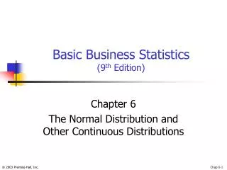 Basic Business Statistics (9 th Edition)