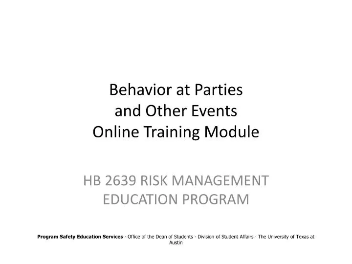 behavior at parties and other events online training module
