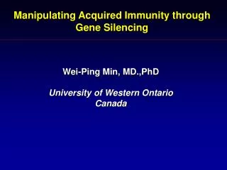 Manipulating Acquired Immunity through Gene Silencing