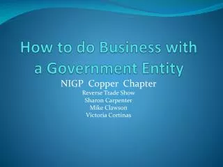 How to do Business with a Government Entity