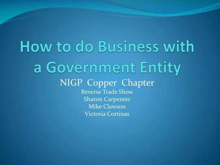 how to do business with a government entity