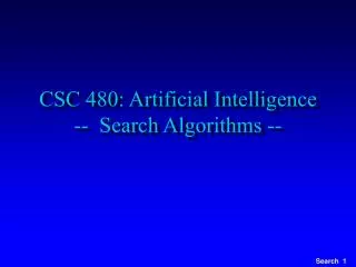 CSC 480: Artificial Intelligence -- Search Algorithms --
