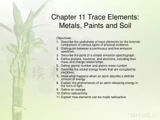 Chapter 11 Trace Elements: Metals, Paints and Soil