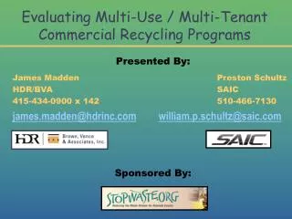 Evaluating Multi-Use / Multi-Tenant Commercial Recycling Programs
