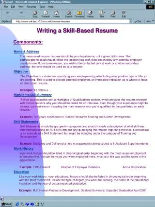 Writing a Skill-Based Resume
