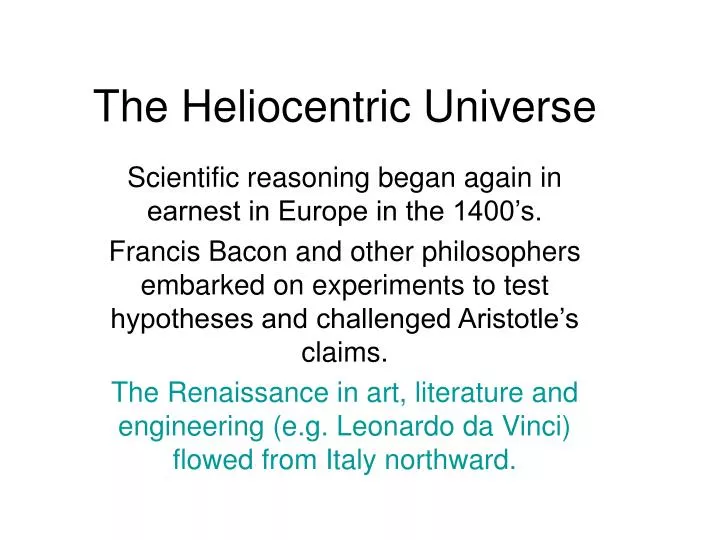 the heliocentric universe