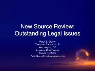 New Source Review: Outstanding Legal Issues